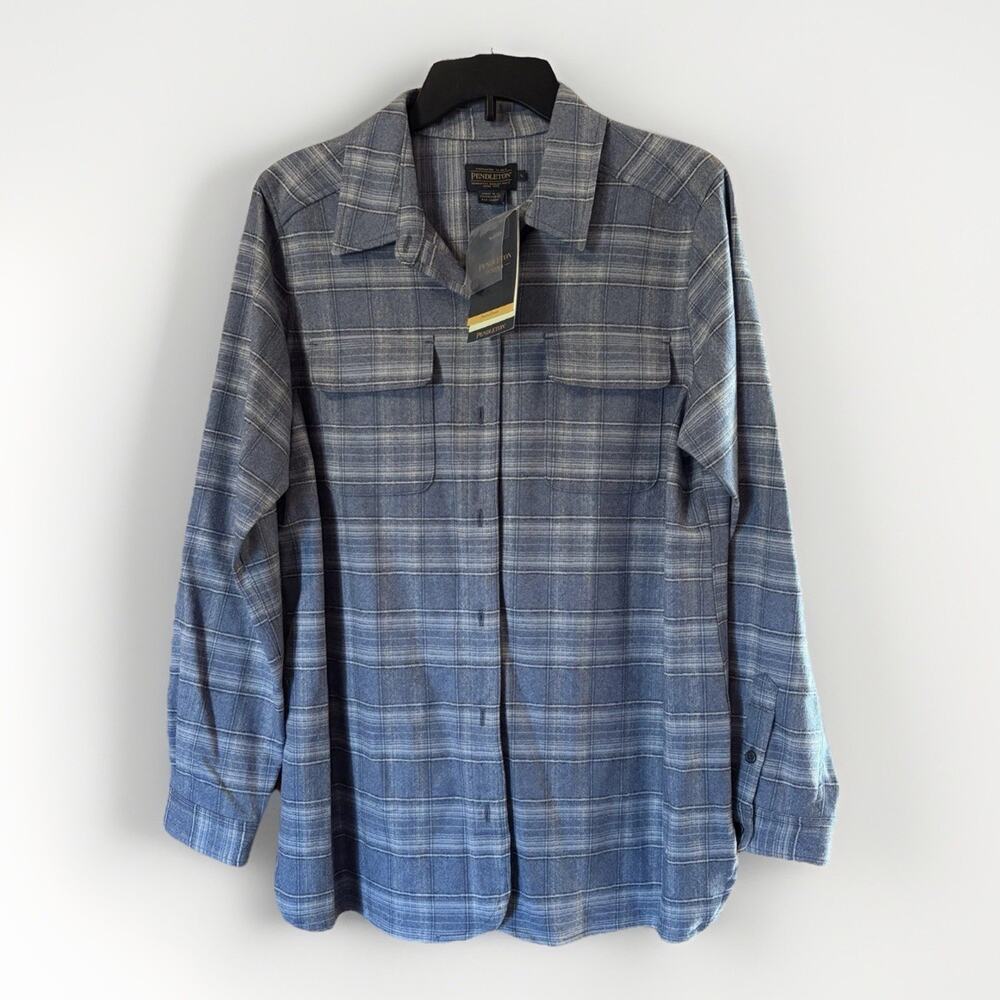 Pendleton Wool Shirt Plaid, Blue Plaid Size L NWT